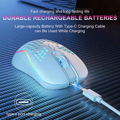 Acend RGB Wireless Gaming Mouse, rechargeable 2.4GHz honeycomb gaming mouse.
