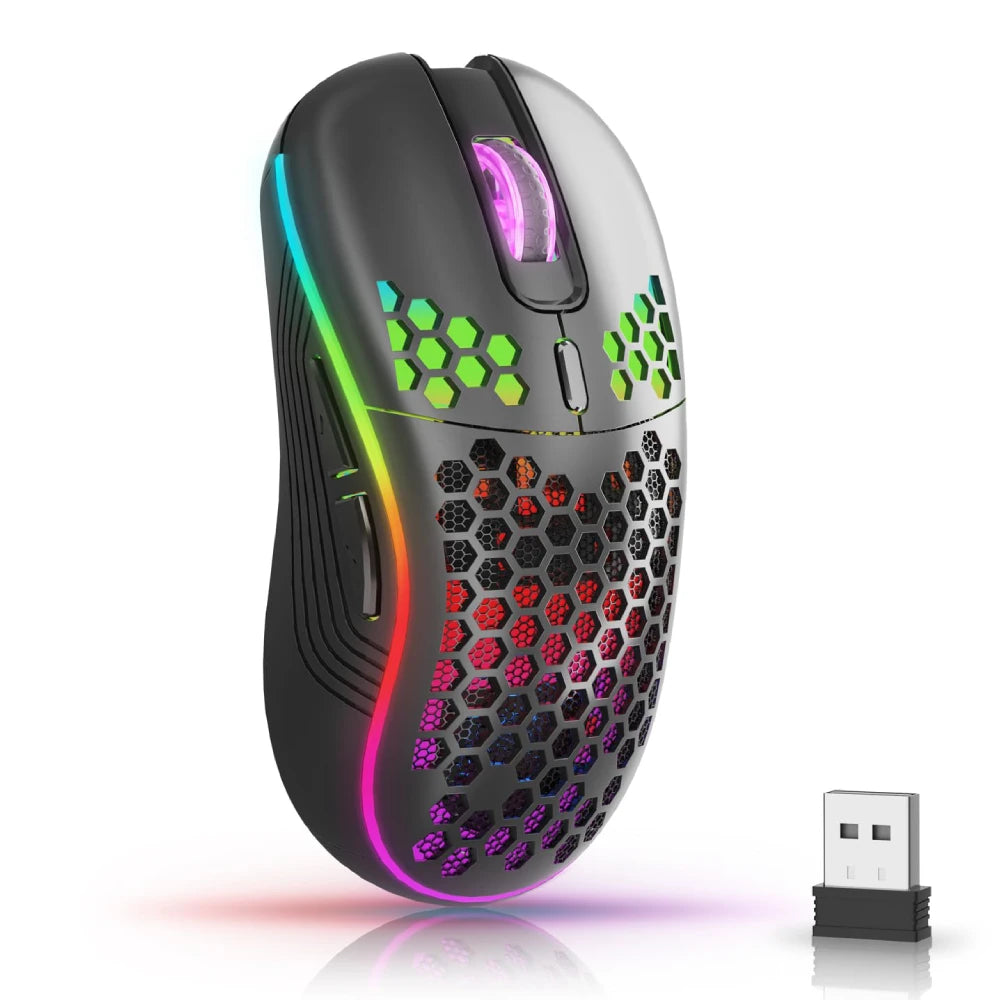 Acend RGB Wireless Gaming Mouse, rechargeable 2.4GHz honeycomb gaming mouse.
