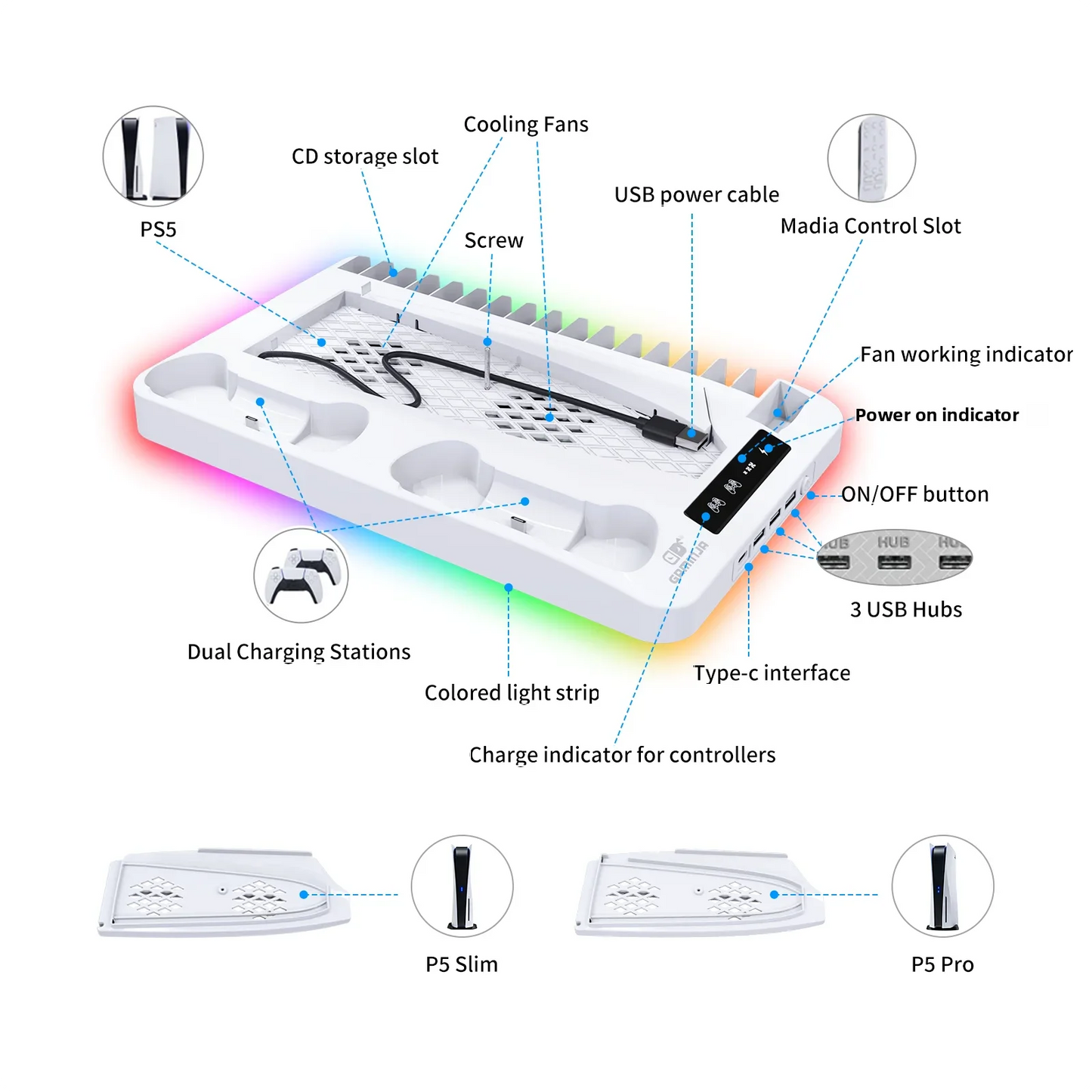 PS5, RGB, Cooling, Charging