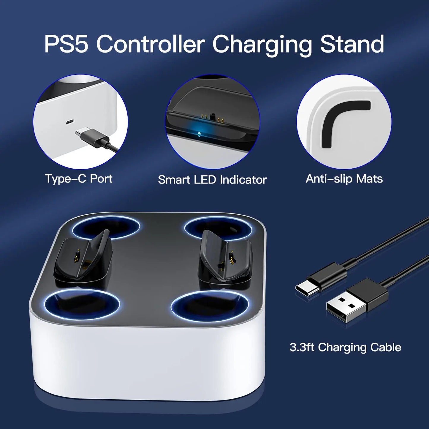 PS5 & DualSense Controller Charging Station- Fast USB Charger Dock