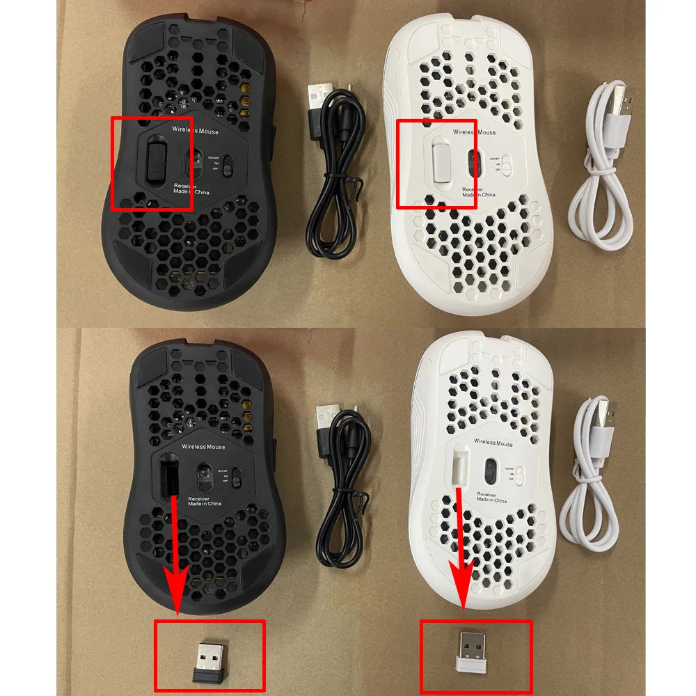 Acend RGB Wireless Gaming Mouse, Rechargeable 2.4GHz Honeycomb gaming mouse