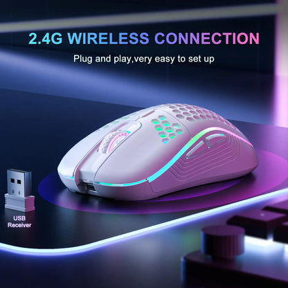 Acend RGB Wireless Gaming Mouse, rechargeable 2.4GHz honeycomb gaming mouse.